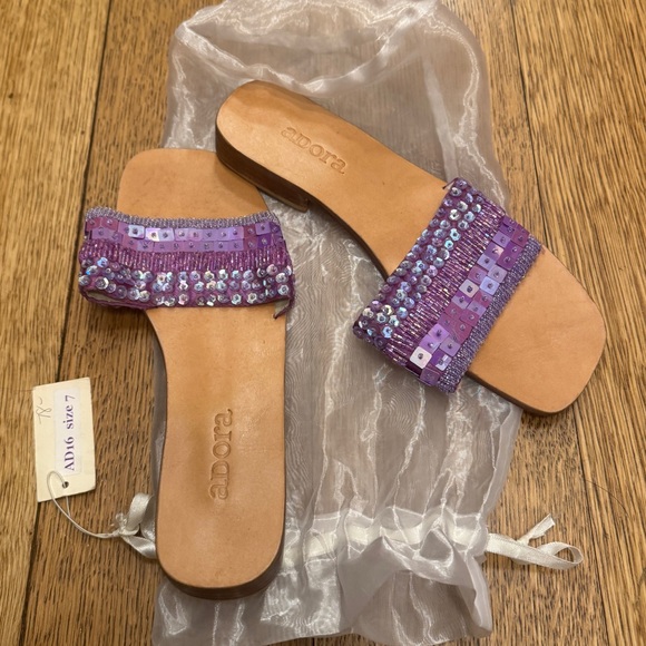 NWT Adora Purple Sequin Sandals - Size 7 - Picture 1 of 4